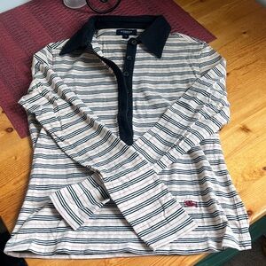 Burberry Black and Cream Striped Top